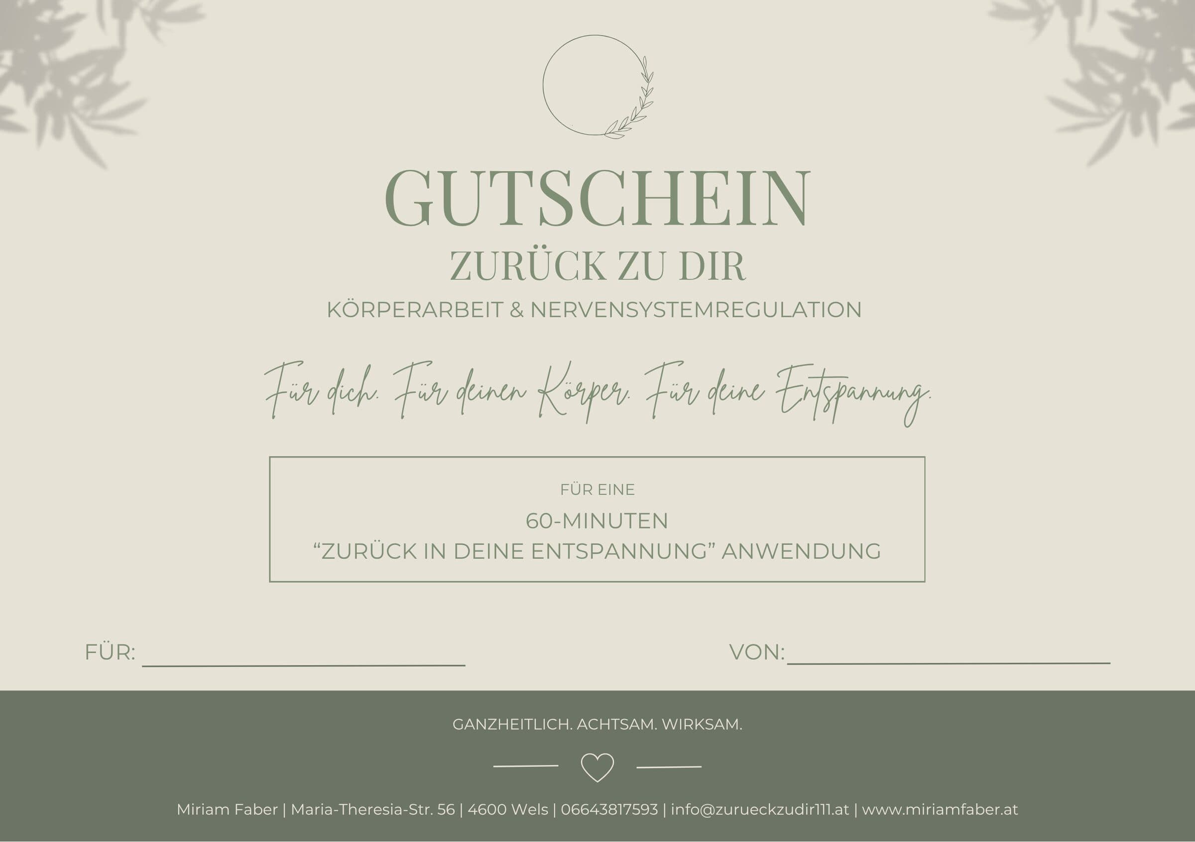 Gutschein „Zurück zu DIR“